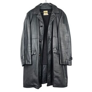 Vintage‎ Kurland Star Sportswear Black Cabretta Leather Car Coat Pile Lining L